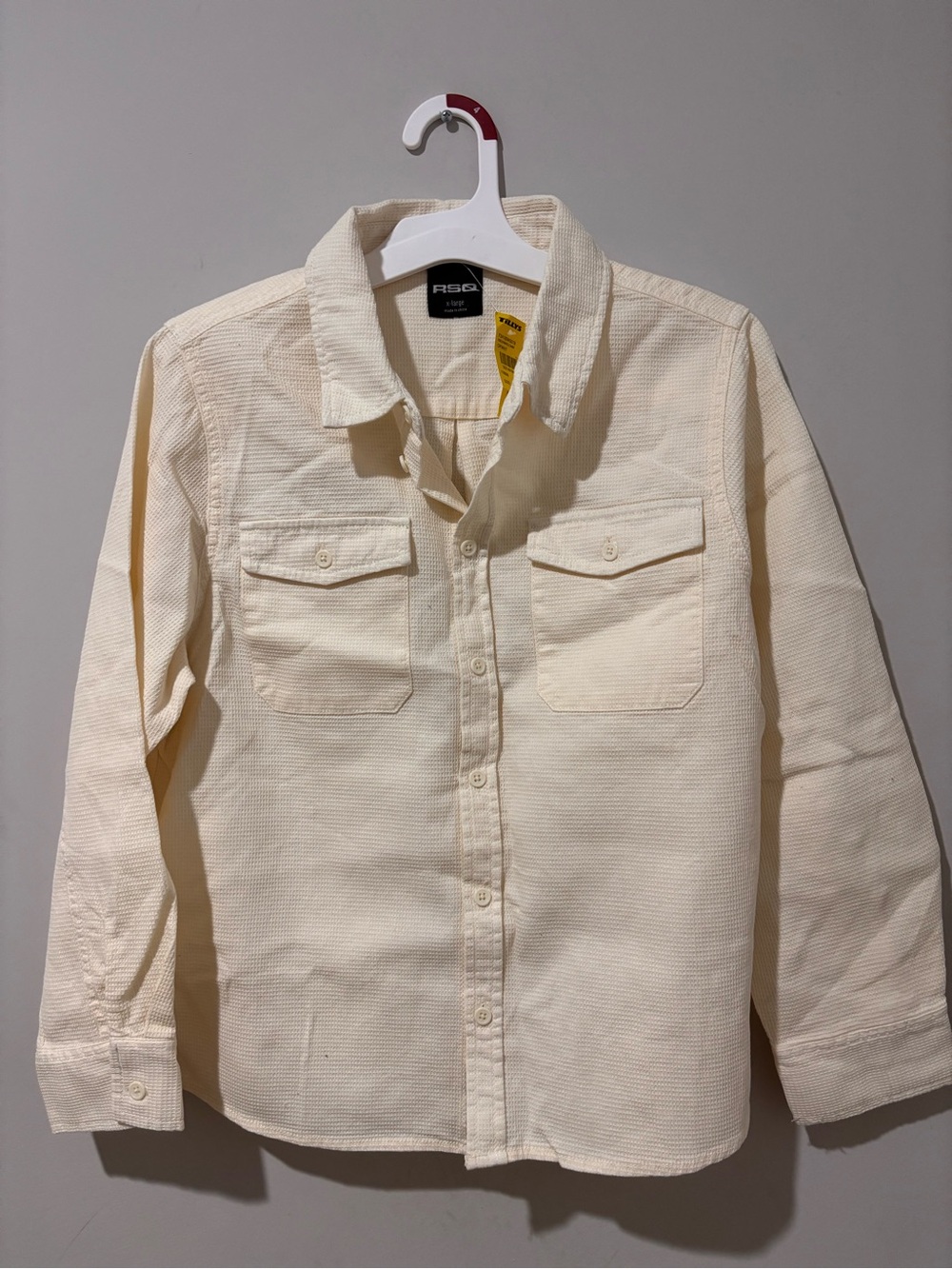 RSQ Off-White Textured Button-Up Shirt
